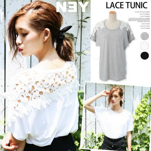肩レース★Tシャツチュニック