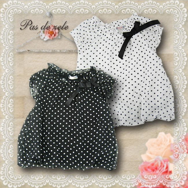 水玉シフォン★バルーンチュニック 子供服 キッズ ドット シフォン バルーン
