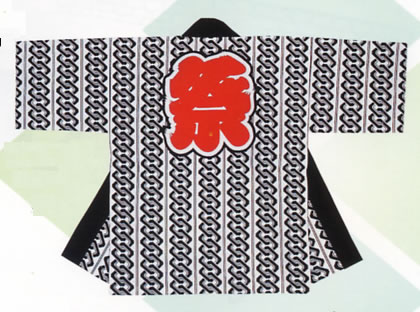 シルクプリント袢天（セット帯付） 祭り 祭 はっぴ 袢天